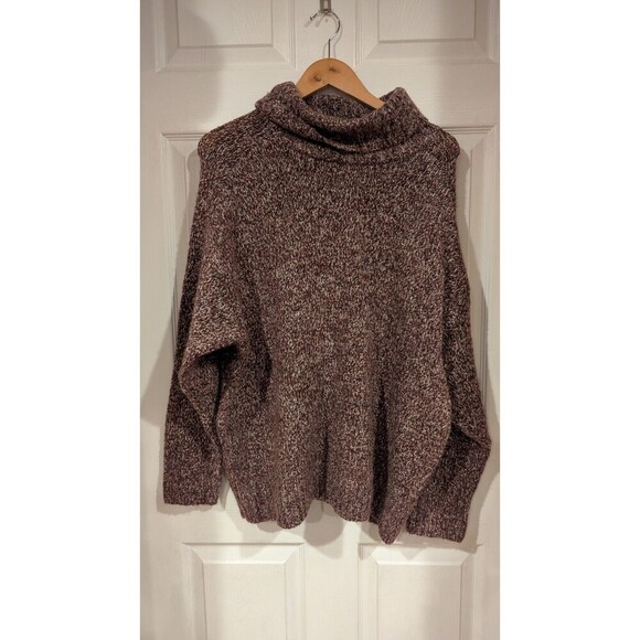Primark oversized knit sweater turtleneck tunic‎ Burgundy Heather SZ XL Stretchy - Picture 4 of 6